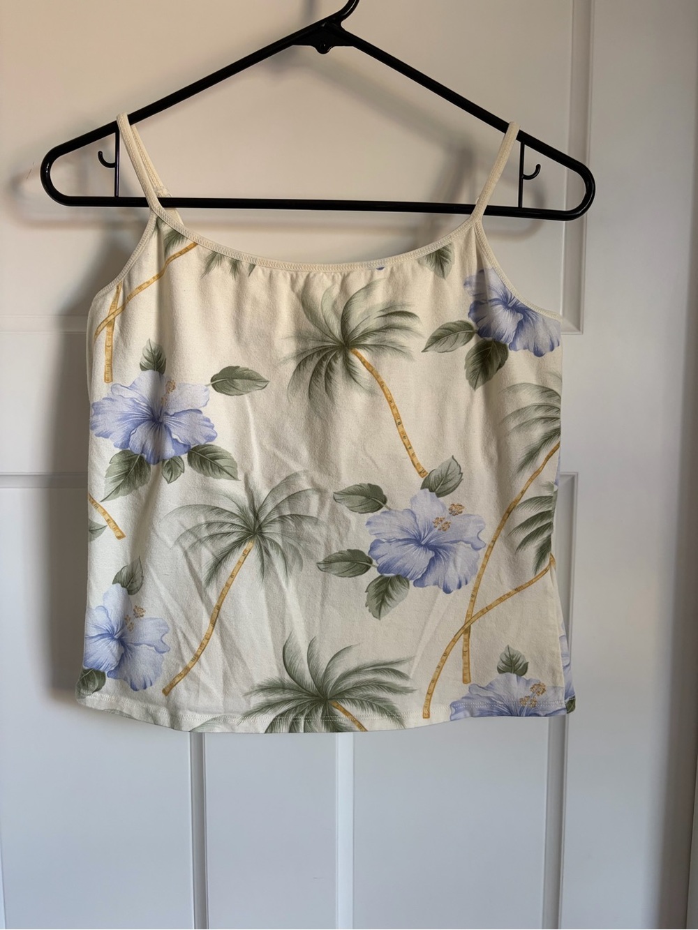 Caribbean Joe Cream Camisole with Blue Floral & Green Palm Print